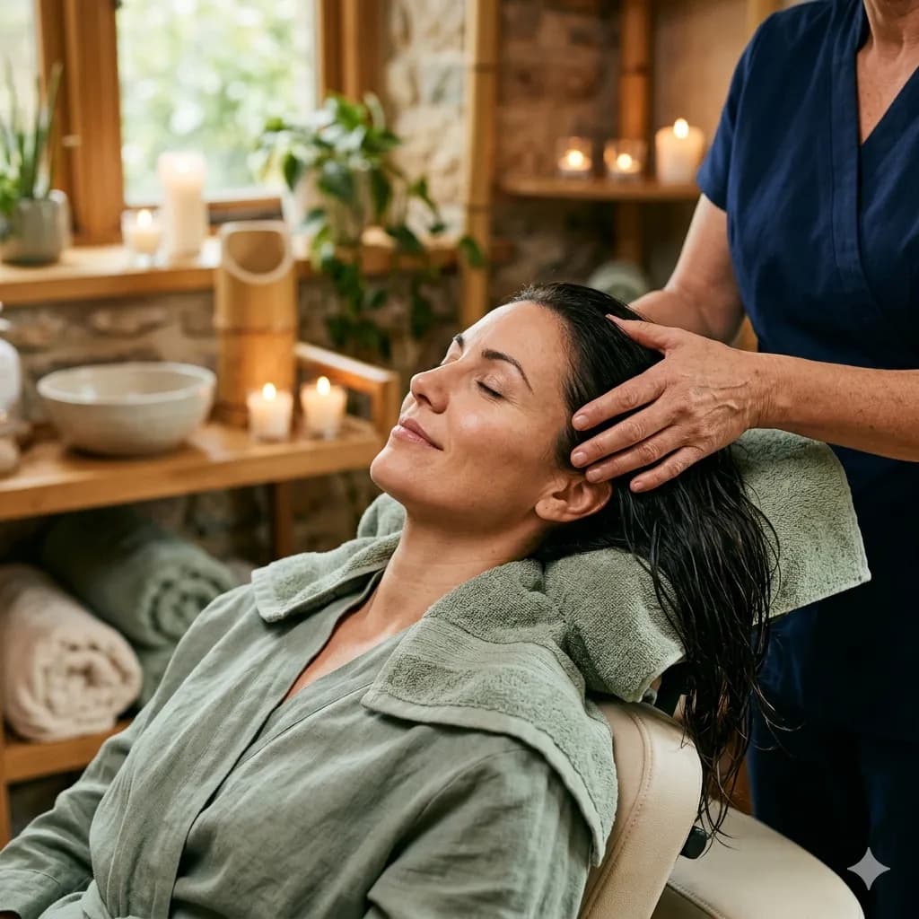 Massagem relaxante num ambiente sereno